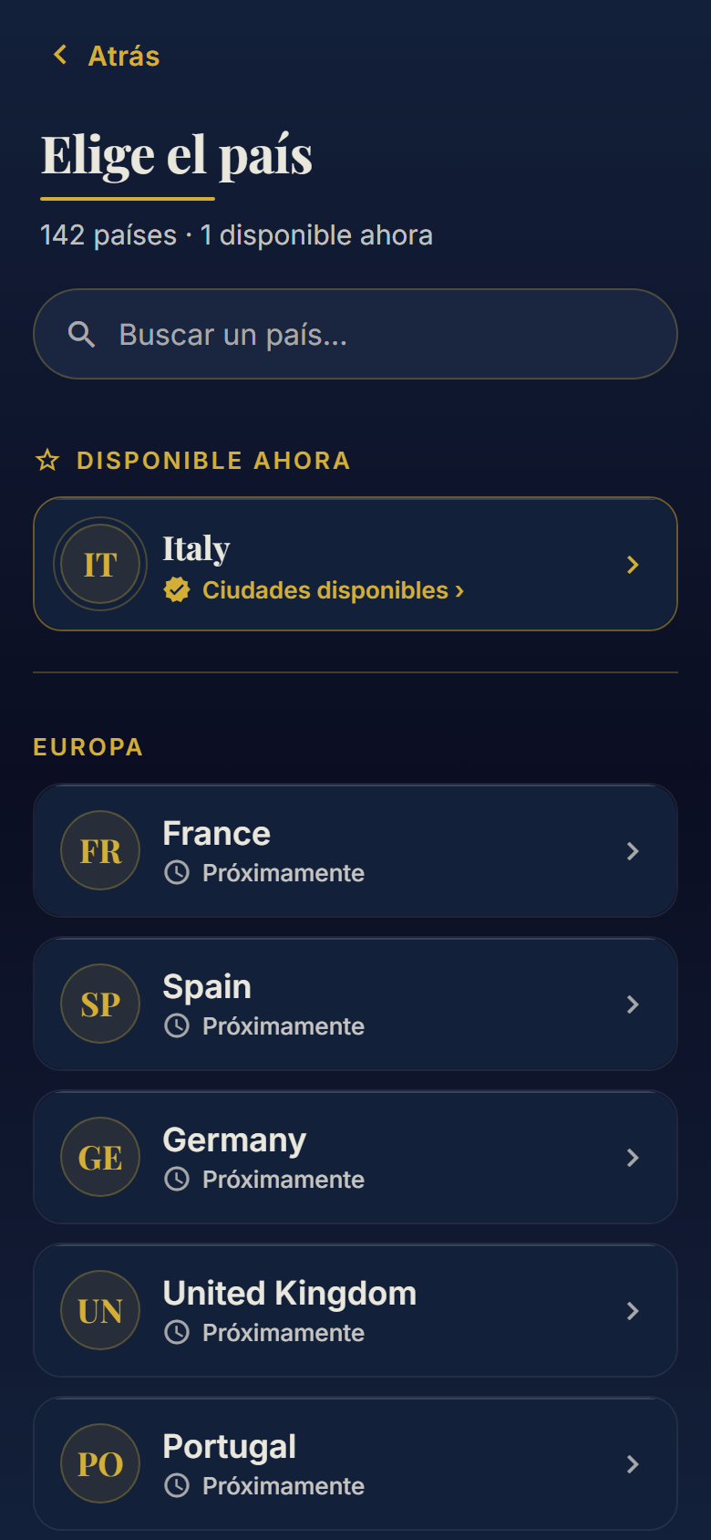 142 países en el catálogo: empezamos por Italia, el resto del mundo está en camino.