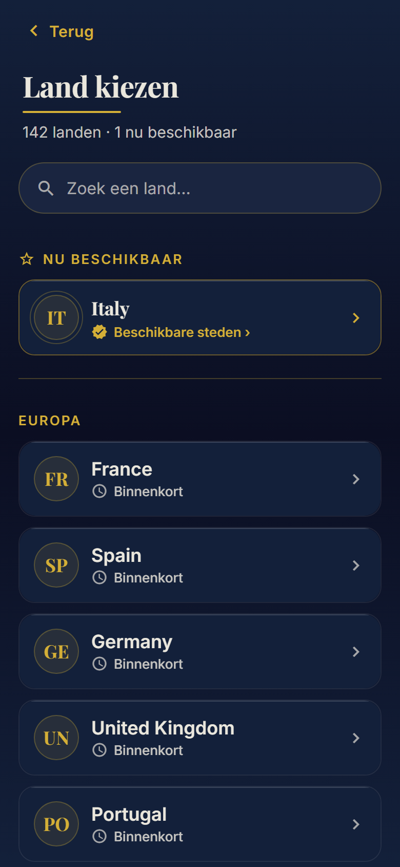 142 landen in de catalogus: het begint in Italië, de rest van de wereld volgt.